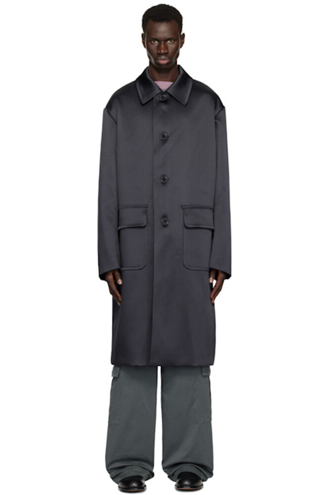 

Синее свободное пальто Mac Dries Van Noten, Синий, Синее свободное пальто Mac Dries Van Noten