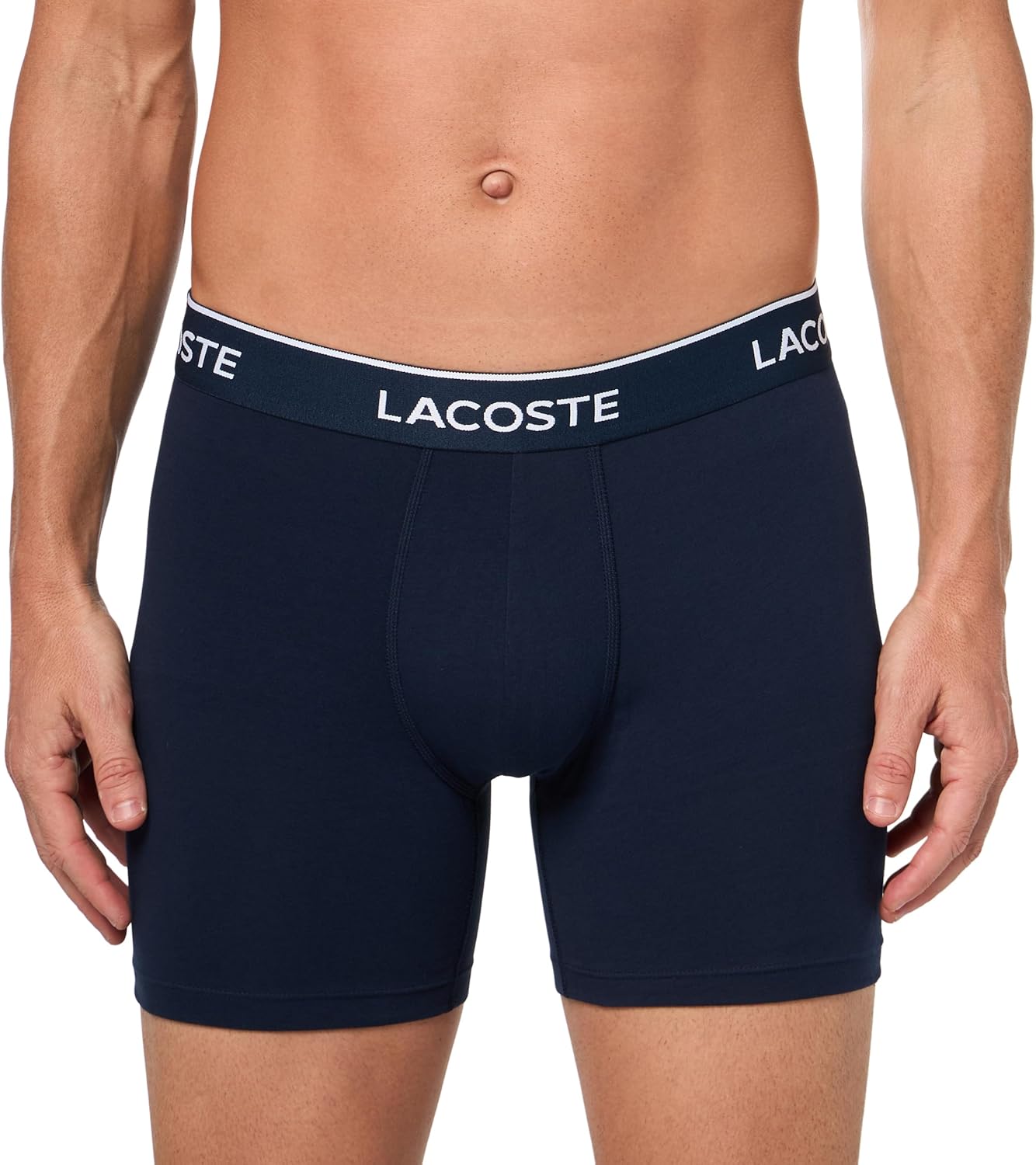 Lacoste мужские хлопковые эластичные боксеры Essentials, 5 шт (Amazon Exclusives), Overview/Overview/Methylene/Navy Blue/Navy Blue — фото 2
