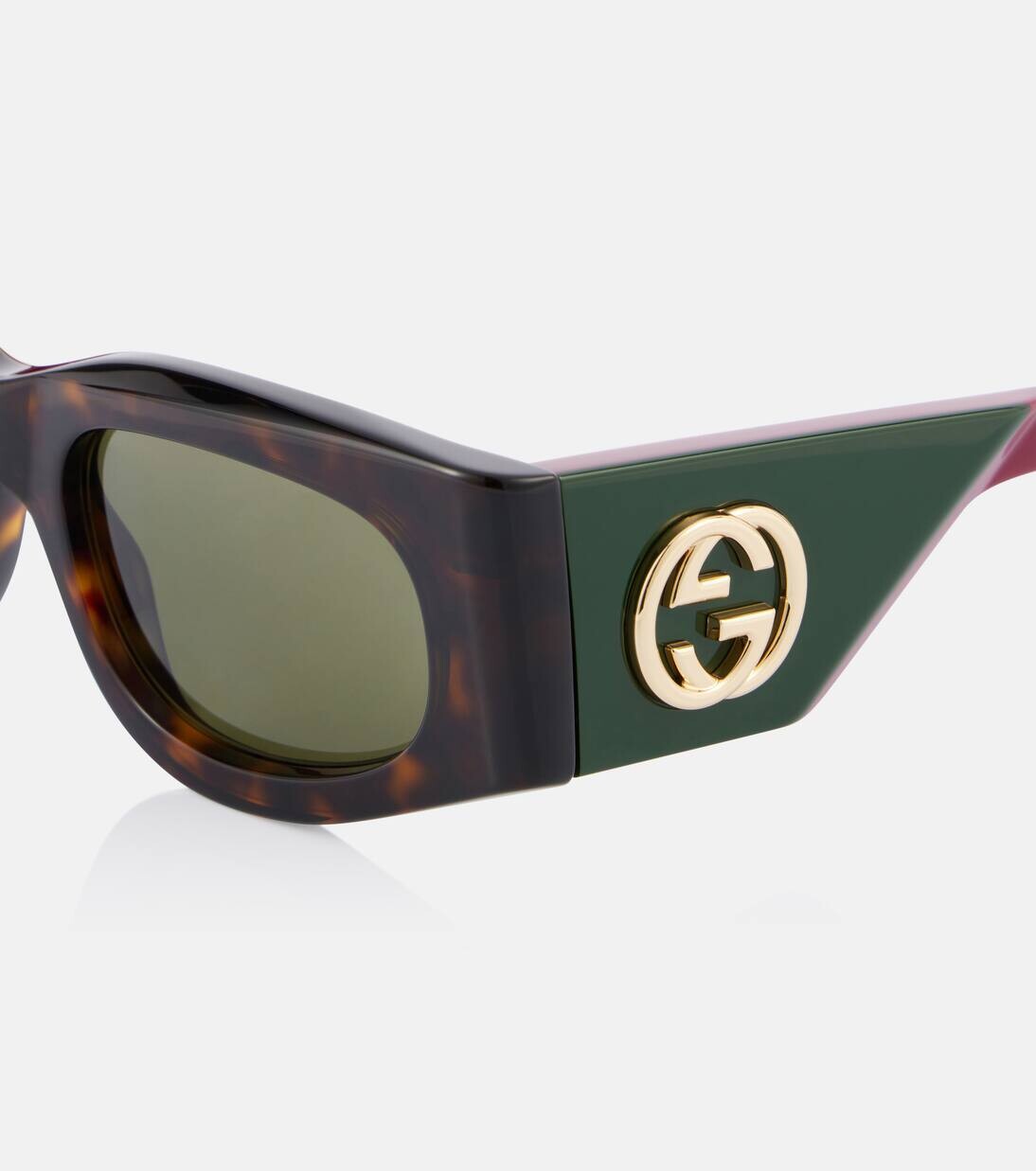Солнцезащитные очки с прямоугольной оправой Interlocking G Gucci, цвет havana-red-green — фото 2