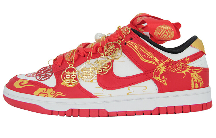 

Кроссовки Nike Dunk Skateboarding Shoes Unisex Low-top White, красный