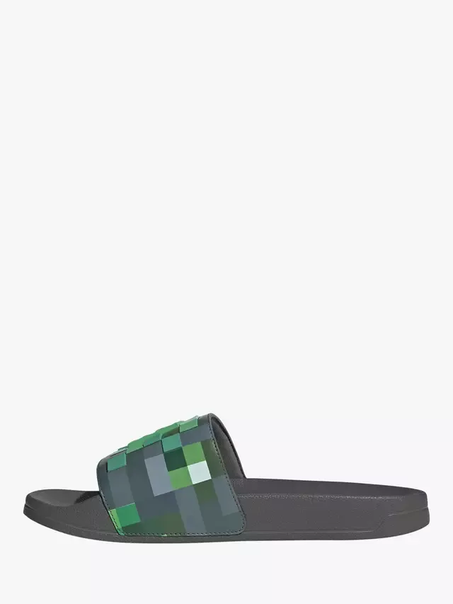Сандалии Adidas Adilette Shower Minecraft Slider, зелено-черные adidas — фото 4
