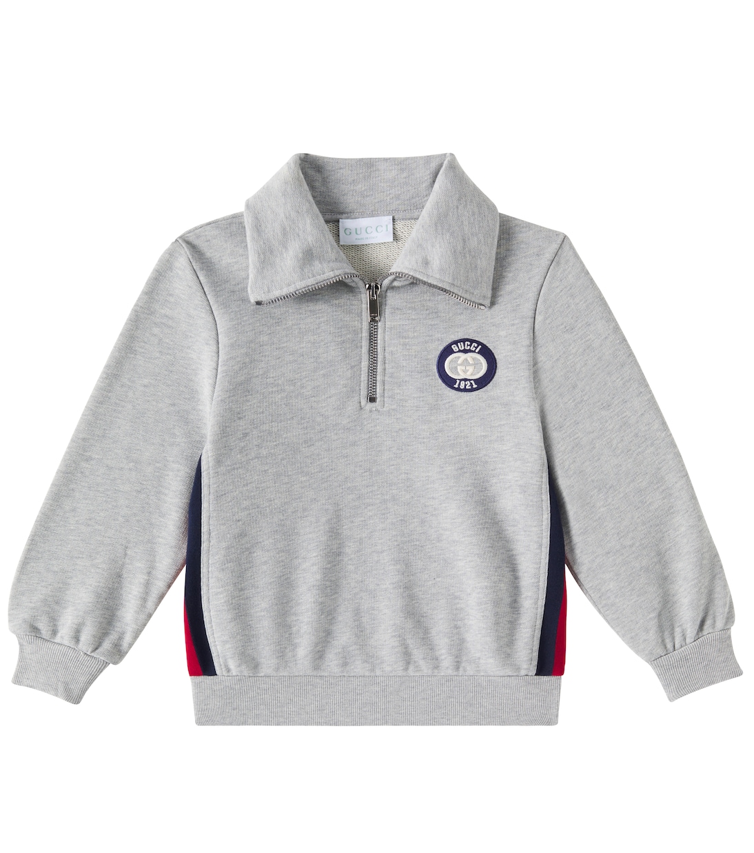 

Вышитый хлопковый джерси свитшот Gucci Kids, Light Grey Mel/Mix