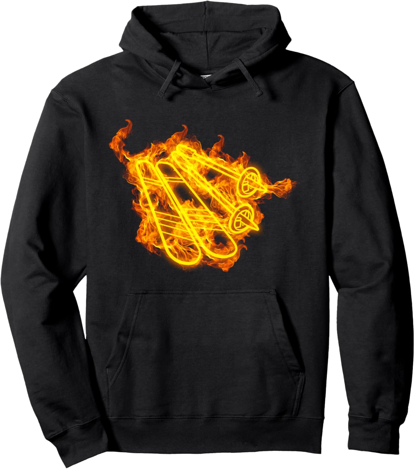 

Огненный снег, лыжи, рама, лыжник, худи Ski Lover And Winter Apparel Gifts, черный