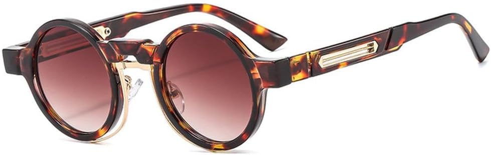 

Популярные маленькие круглые панк-солнцезащитные очки для женщин в стиле ретро с прозрачными градиентными линзами и защитой от УФ-излучения UV400, а также двухцветные солнцезащитные очки для мужчин TVTBBVV, Leopard Tea