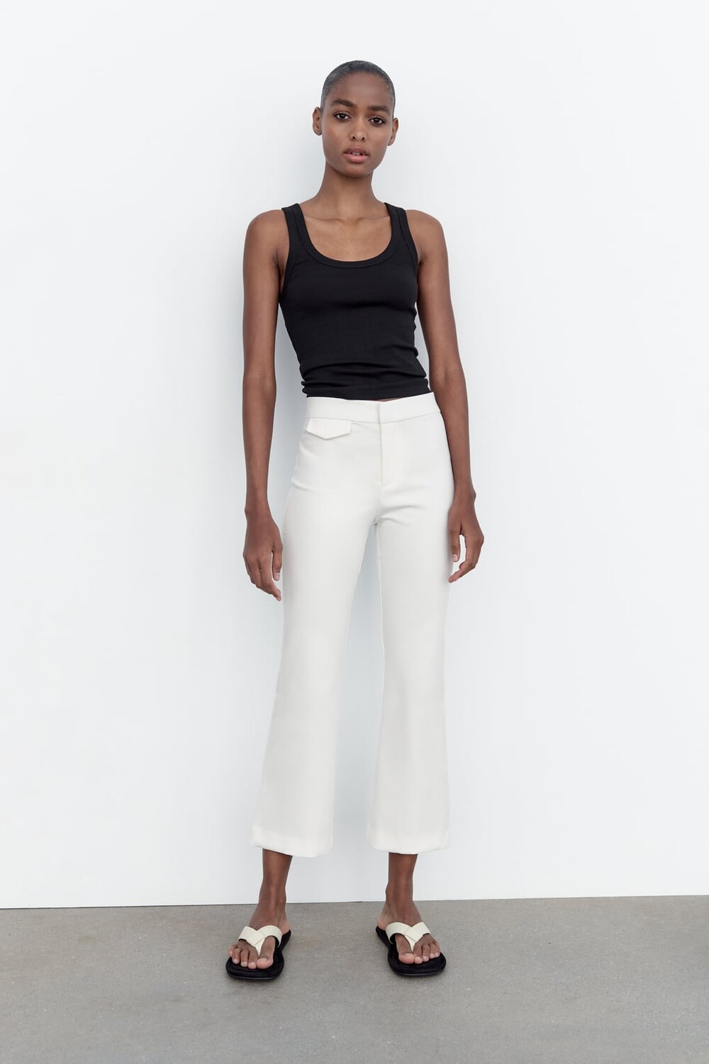 

Мини-расклешенные брюки ZARA, экрю