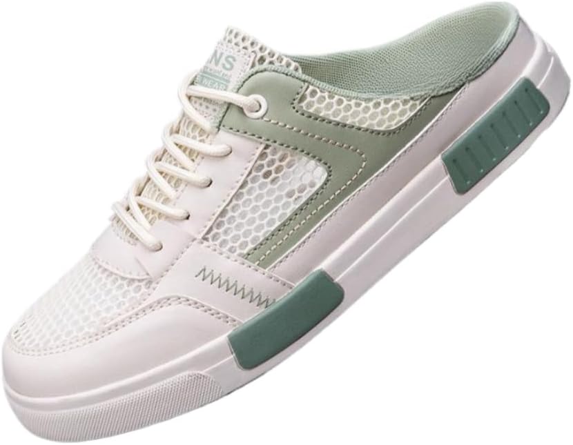 

Мужские кроссовки-мюли без задника, теннисные туфли, тапочки для дома, на платформе, с шнуровкой, из дышащей сетки, легкие, повседневные для прогулок, офисные, деловые, спортивные, для бега, путешествий и вождения Geerta, зеленый