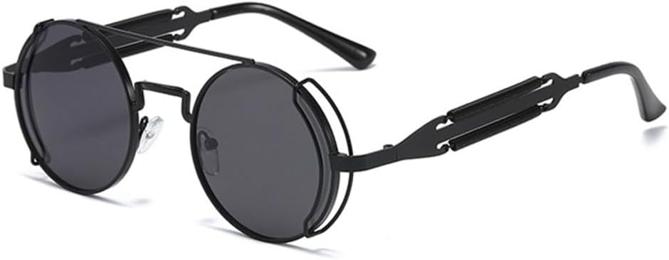 

Мужские солнцезащитные очки в стиле стимпанк с круглыми красными линзами, женские солнцезащитные очки в стиле панк с черными металлическими и готическими линзами, защита от ультрафиолета UV400 VFDHN, 1 Black Grey