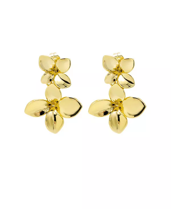 

Серьги-Гвоздики с двойными цветками, градуированные по размеру By Adina Eden, gold