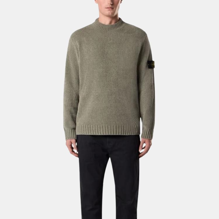 Свитер с текстурой и круглым вырезом STONE ISLAND, sage зеленый — фото 3