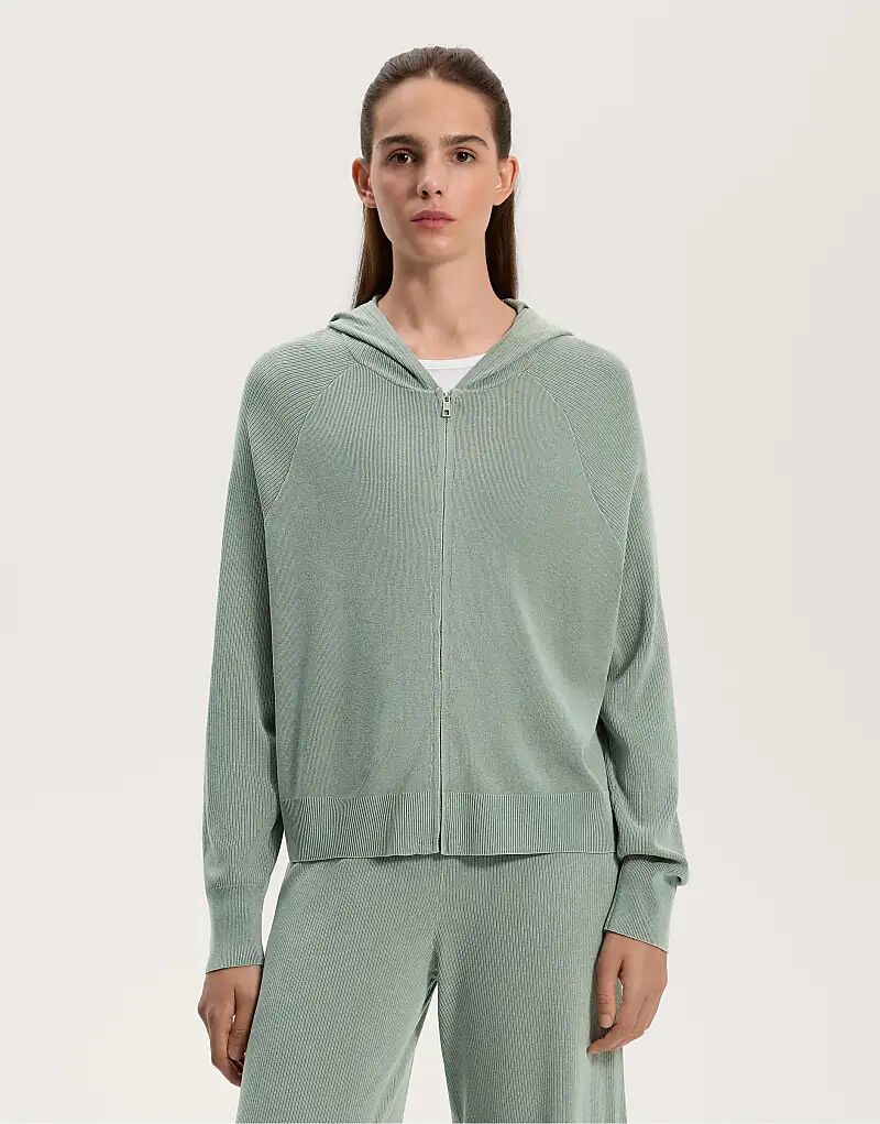 

Трикотажная куртка OYSHO с капюшоном в сине-зеленом цвете