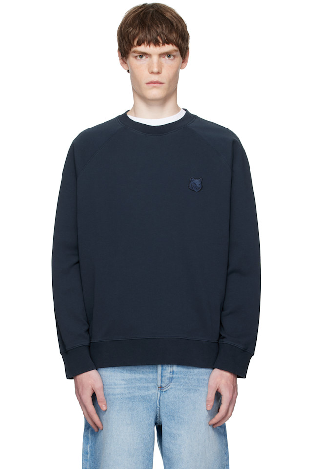 

Свитшот оверсайз с нашивкой в виде головы лисы Maison Kitsuné, цвет deep navy