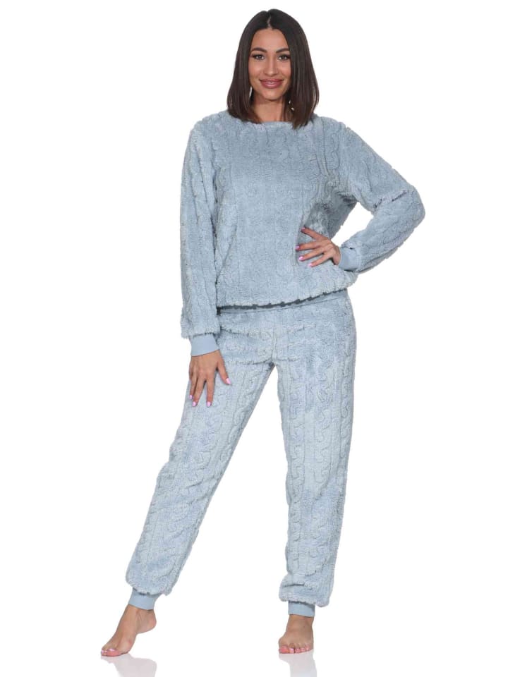 

NORMANN Пижама с длинными рукавами, домашняя одежда, флис «шерпа», светло-голубой цвет