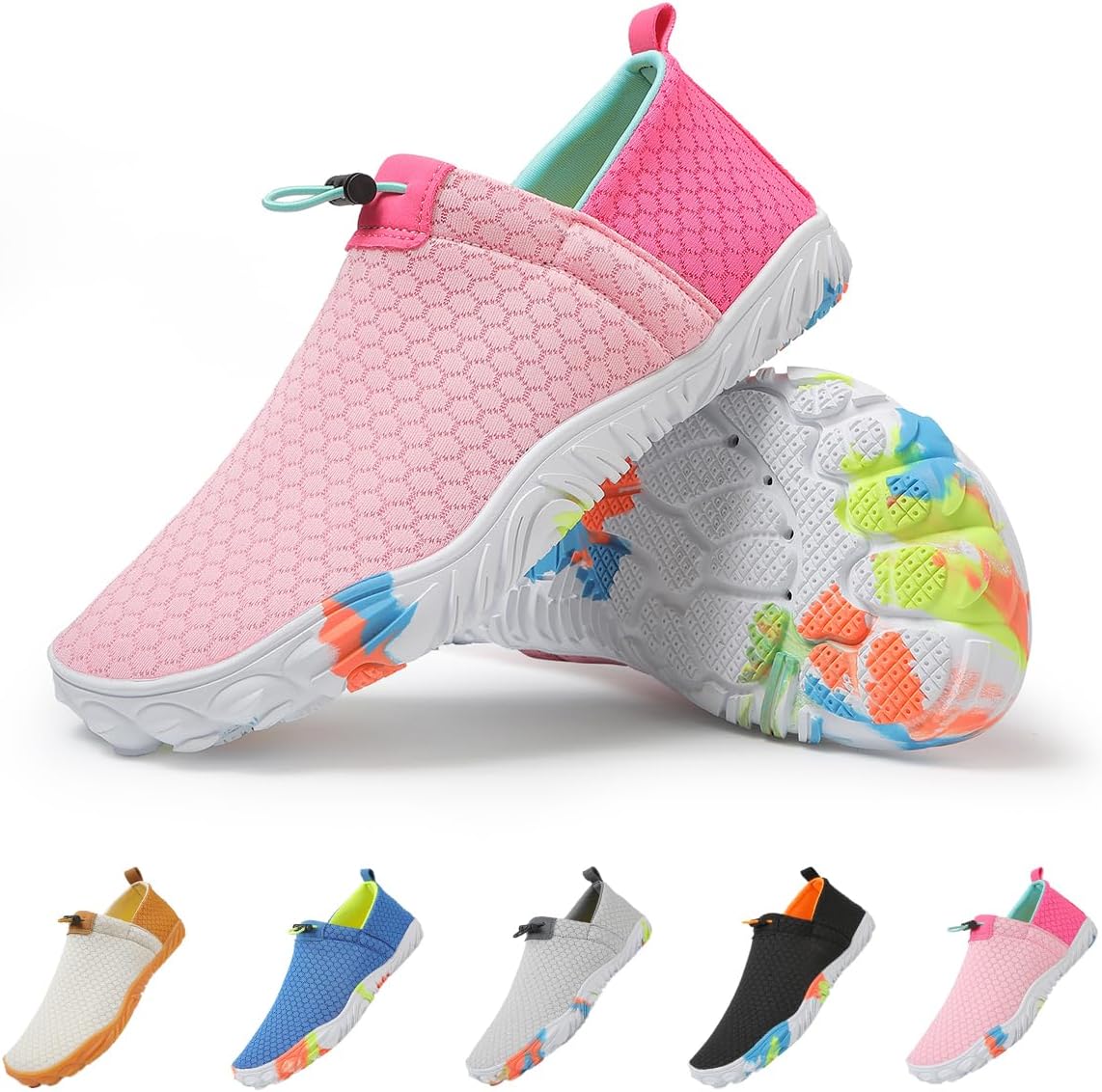 

Кроссовки для воды, минималистичные прогулочные туфли, быстро сохнущие дышащие сетчатые, подошва из нескользящей резины, широкий носок, для пляжа, бега и походов на открытом воздухе Suxiaur, розовый
