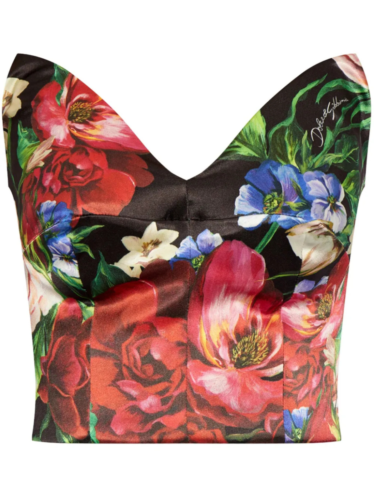 

Топ без бретелек с принтом роз Dolce & Gabbana, красный