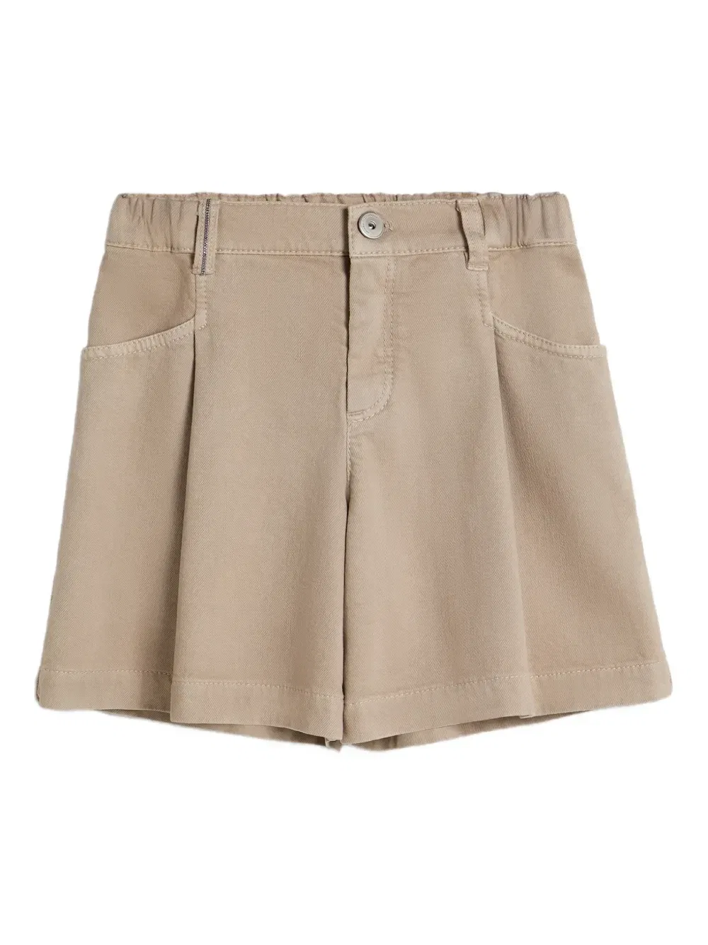 Джинсовые шорты со складками Brunello Cucinelli Kids, бежевый