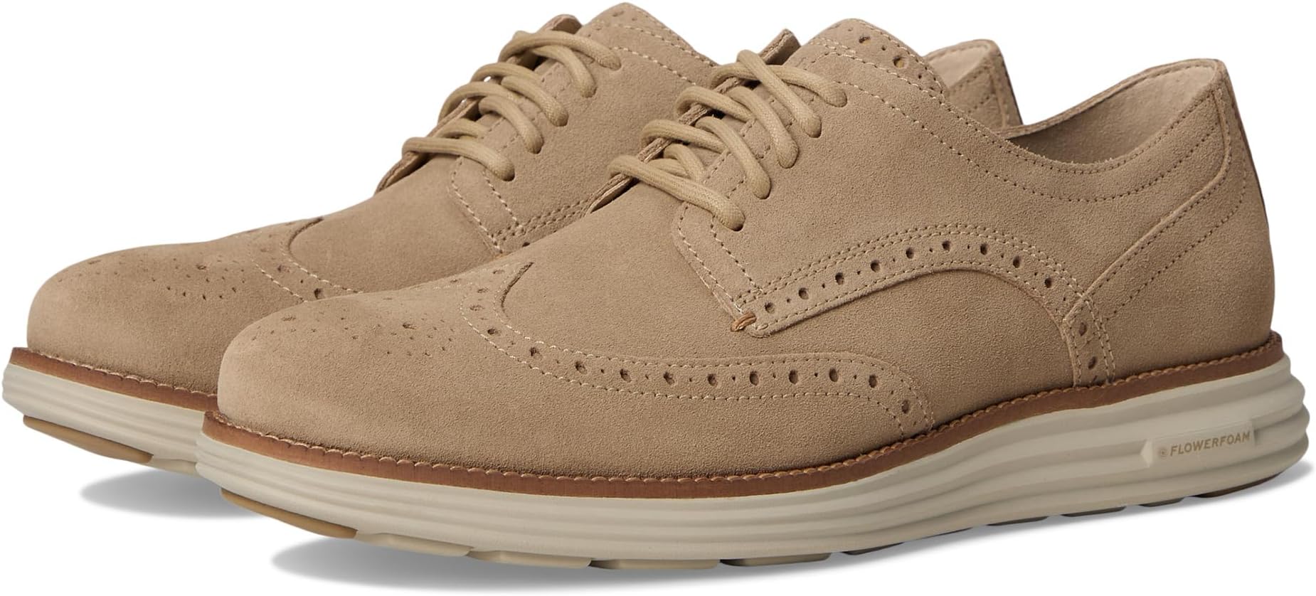 

Оксфорды Cole Haan Original Grand Remastered Wing Tip, цвет Birchbeige Suede/Dark Natural