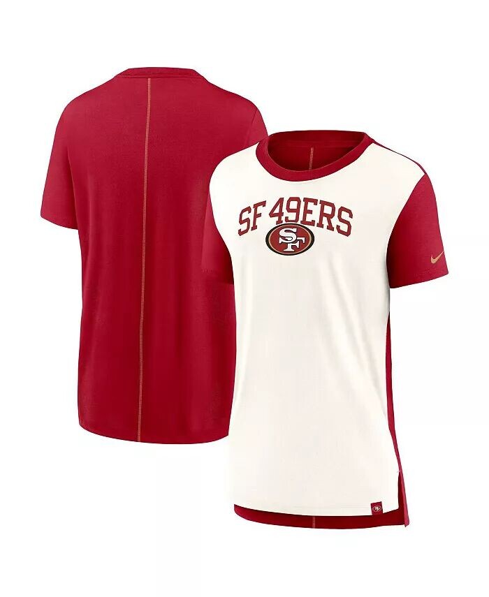 

Женская кремовая/алая футболка San Francisco 49ers Wordmark Tri-Blend Nike, мультиколор