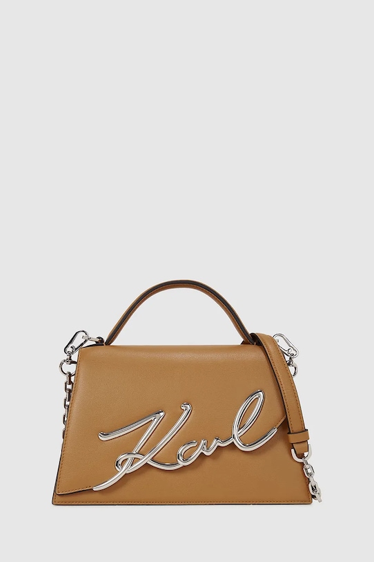 

Кожаная сумка K/SIGNATURE Karl Lagerfeld, коричневый