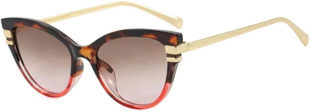 

Солнцезащитные очки для мужчин и женщин - защита UV400 - градиентный цвет "кошачий глаз", металлические петли, для занятий спортом на открытом воздухе и вождения DSVIGF, Brown Red Pink