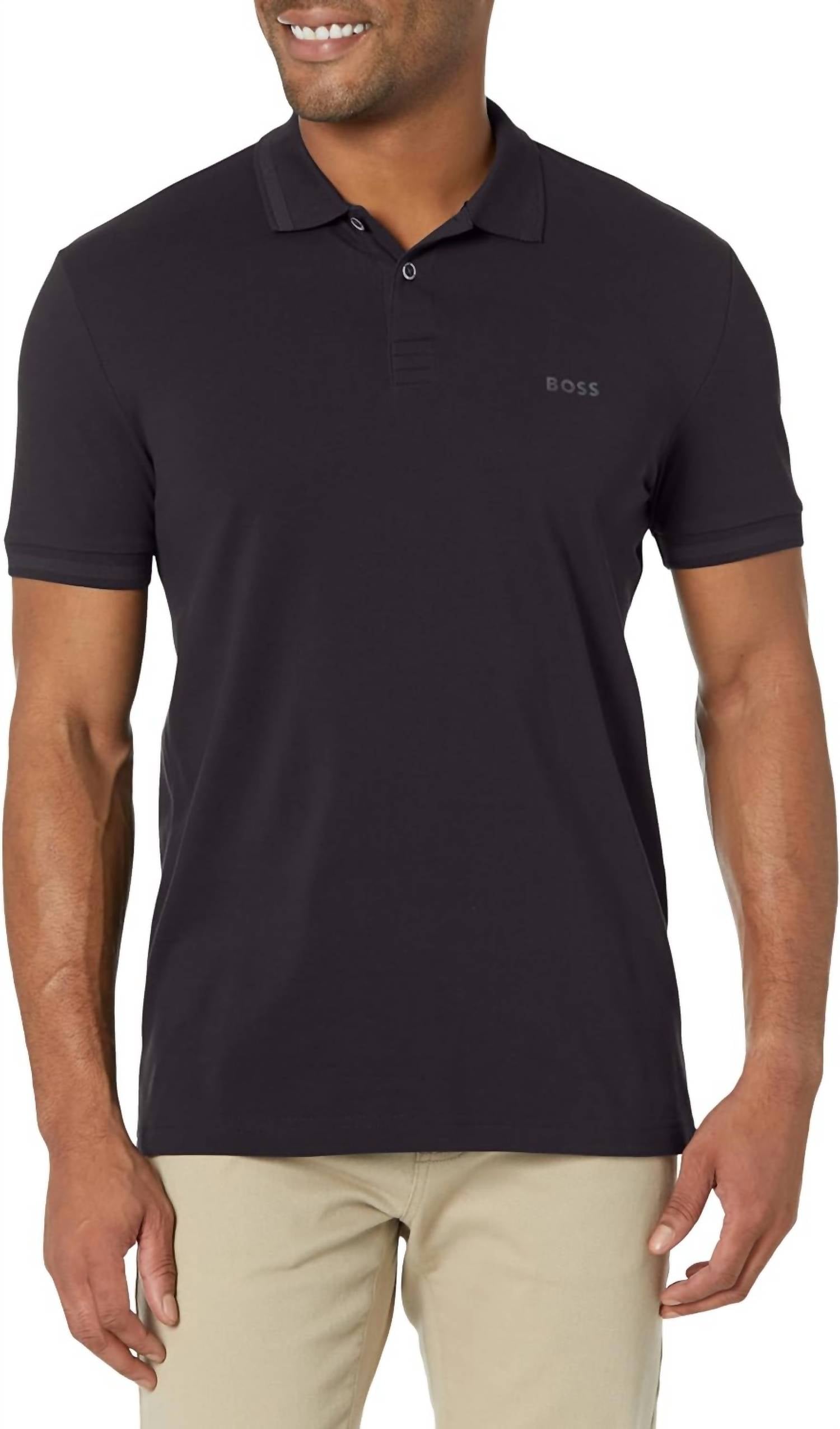

Футболка-поло Pio Sporty Tonal Collar в дымчато-черном цвете Hugo Boss