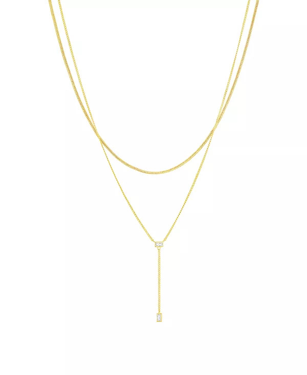 

Двухслойное Y-образное ожерелье с кубическим цирконием And Now This, gold