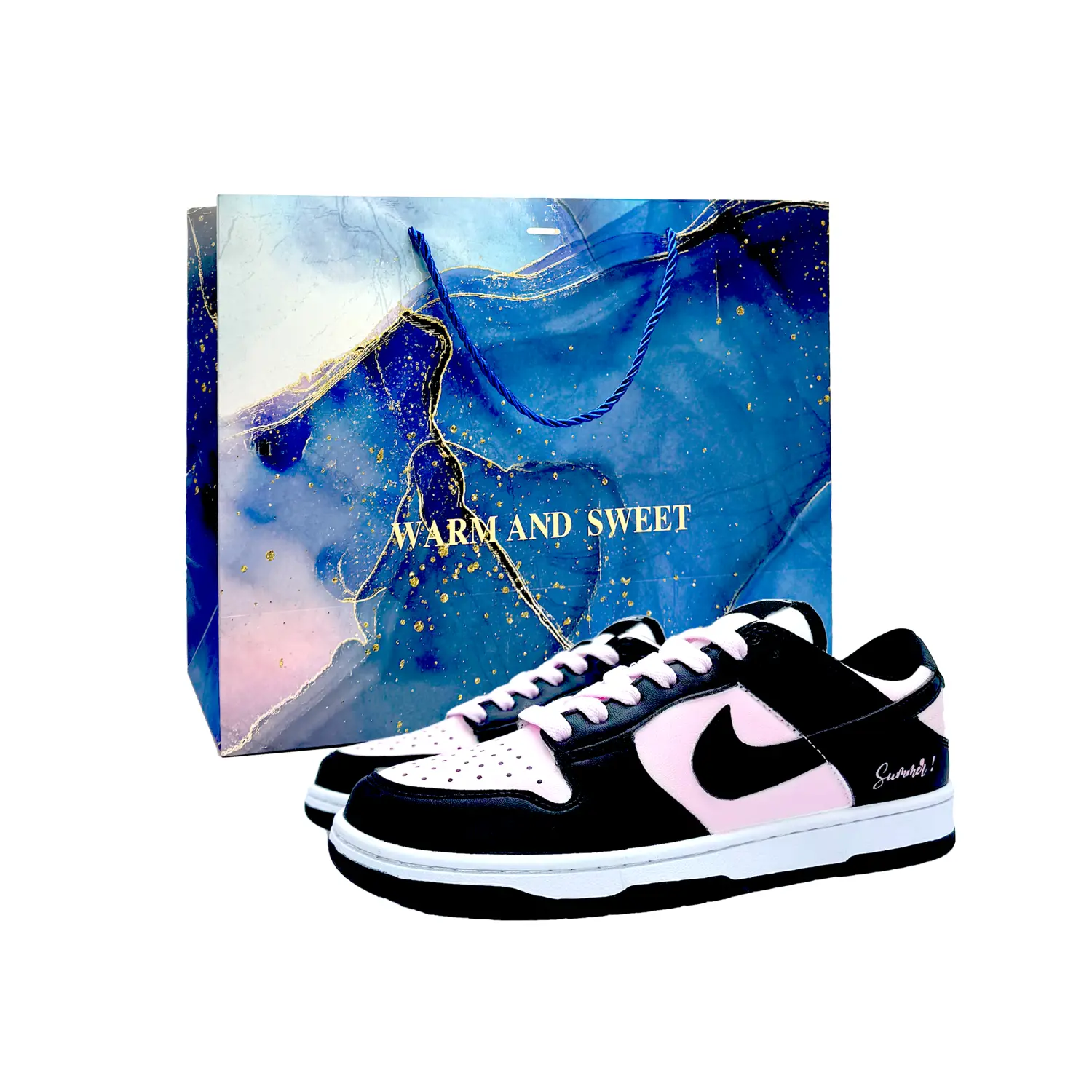 

Nike Детские кроссовки для скейтбординга Dunk Pink Ink Reverie с нескользящей подошвой, устойчивые к истиранию, розовые, черные, подростковые