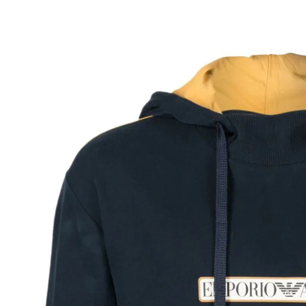 

Худи с принтом логотипа и отделкой в рубчик EMPORIO ARMANI, черный