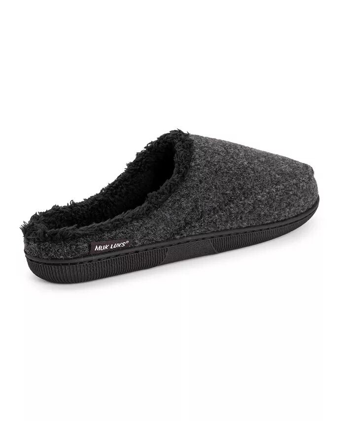 Мужские тапочки-сабо из искусственной шерсти, черные, M (10-11) MUK LUKS, черный — фото 2