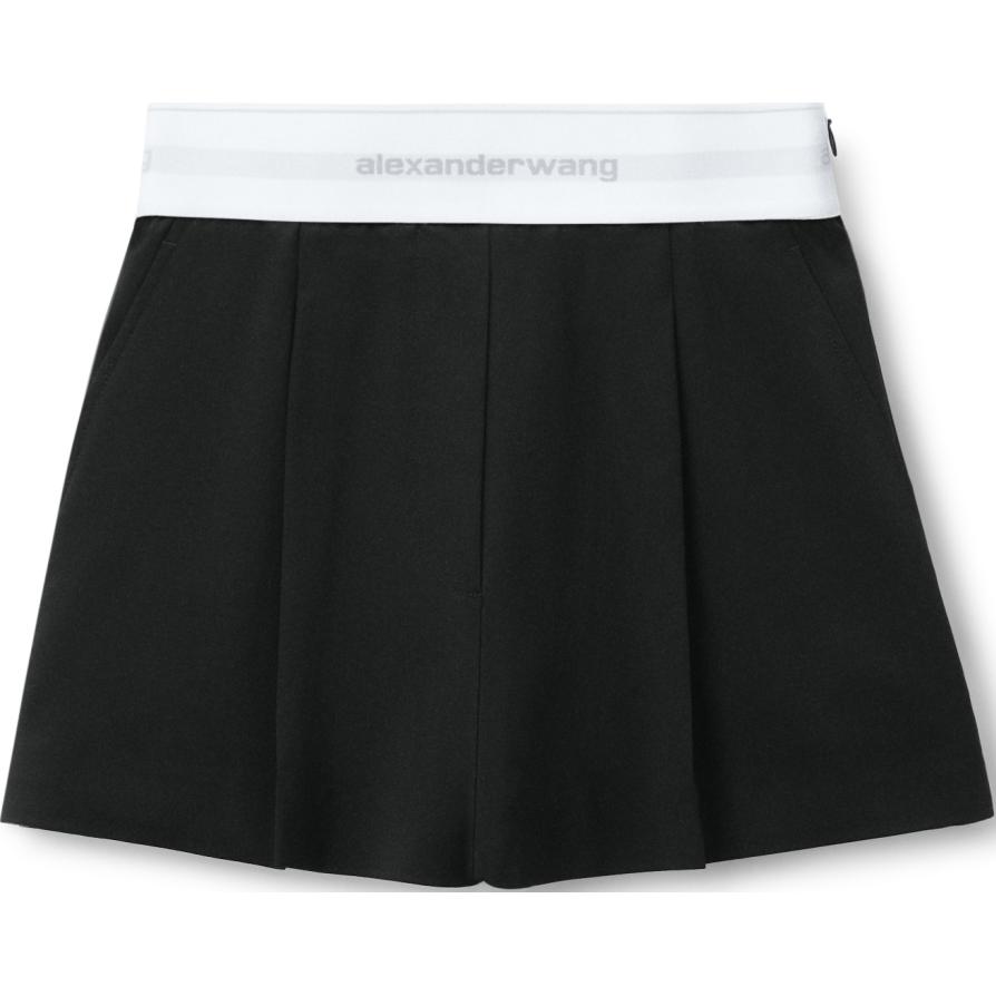 Высокие плиссированные шорты с логотипом на резинке черные Alexander Wang — фото 2