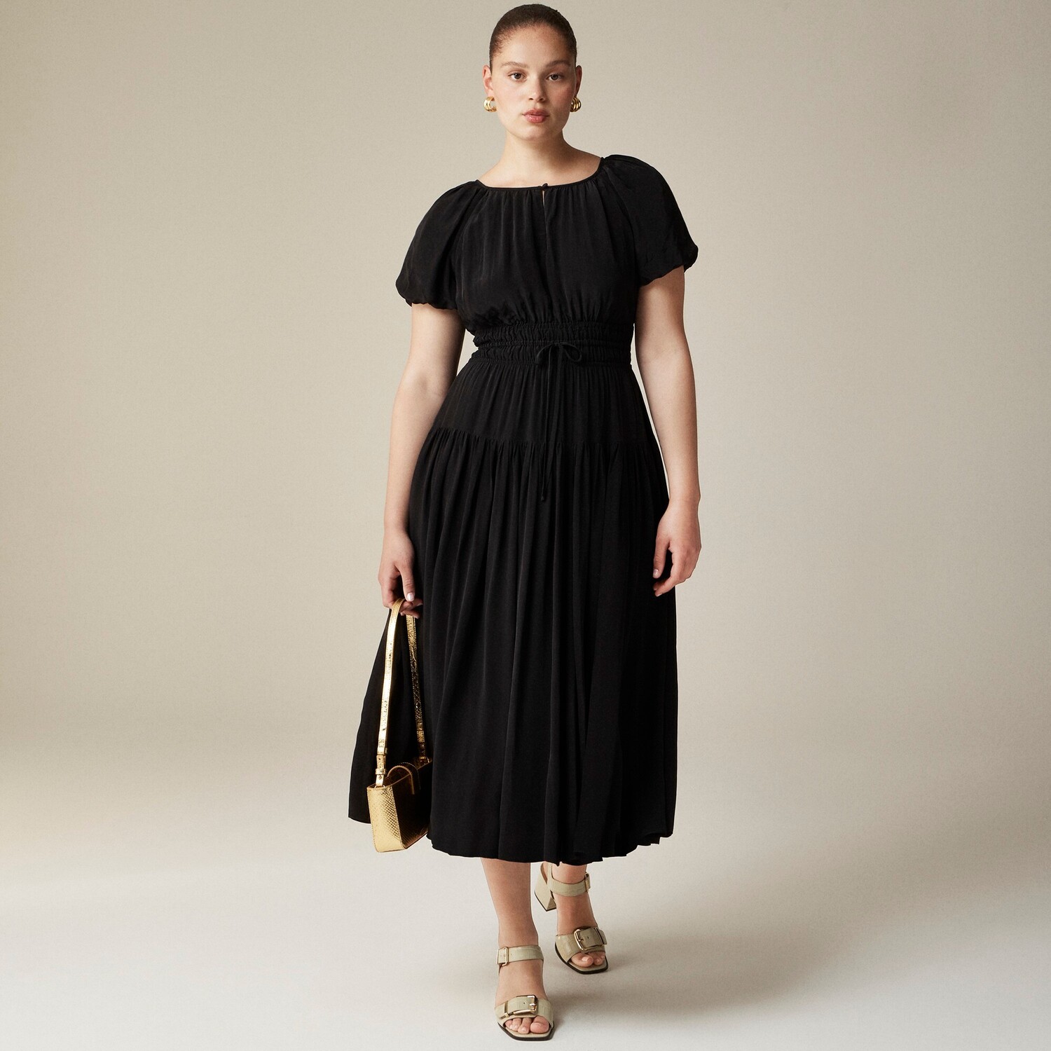 

Платье Елена с рукавами-фонариками из крепдешина J.Crew, черный
