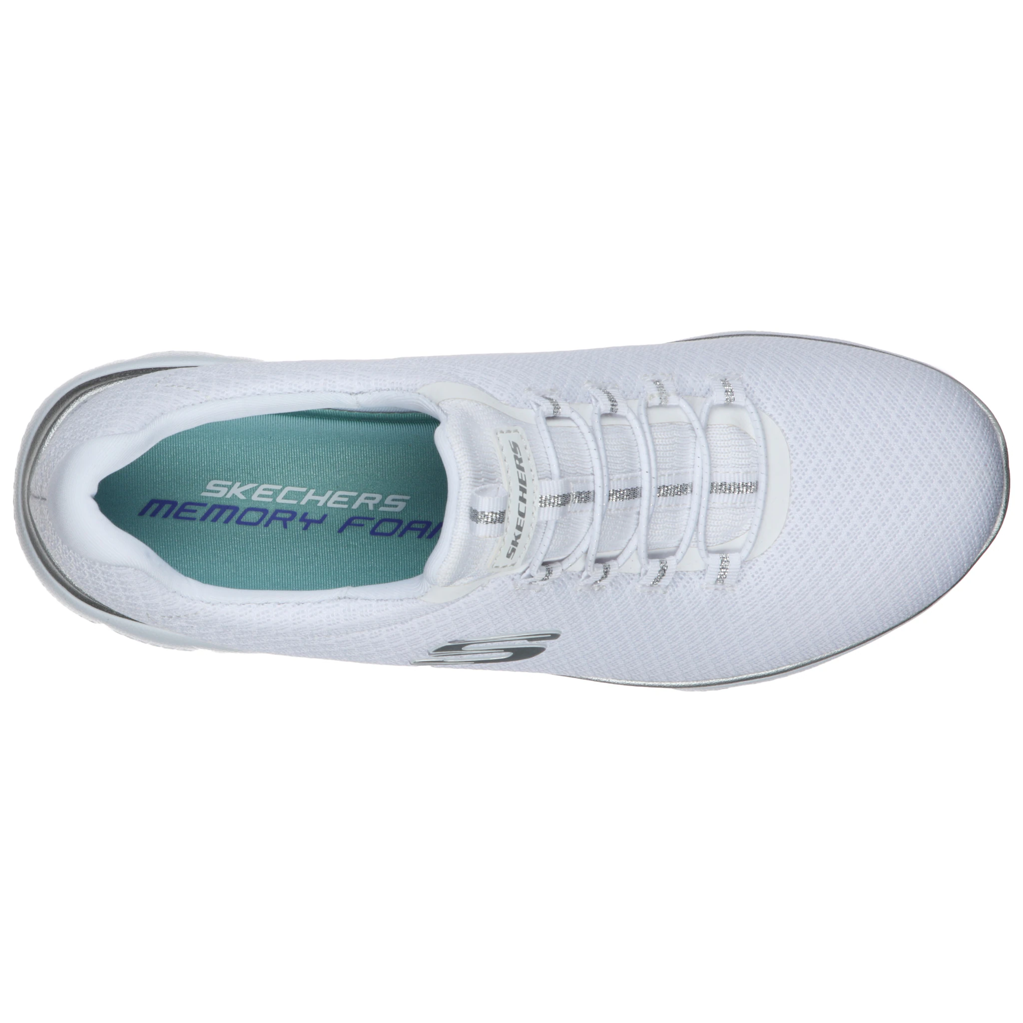 Слипоны Skechers "SUMMITS", тапочки, повседневная обувь, удобная обувь с тонкими контрастными деталями, серебристый — фото 4