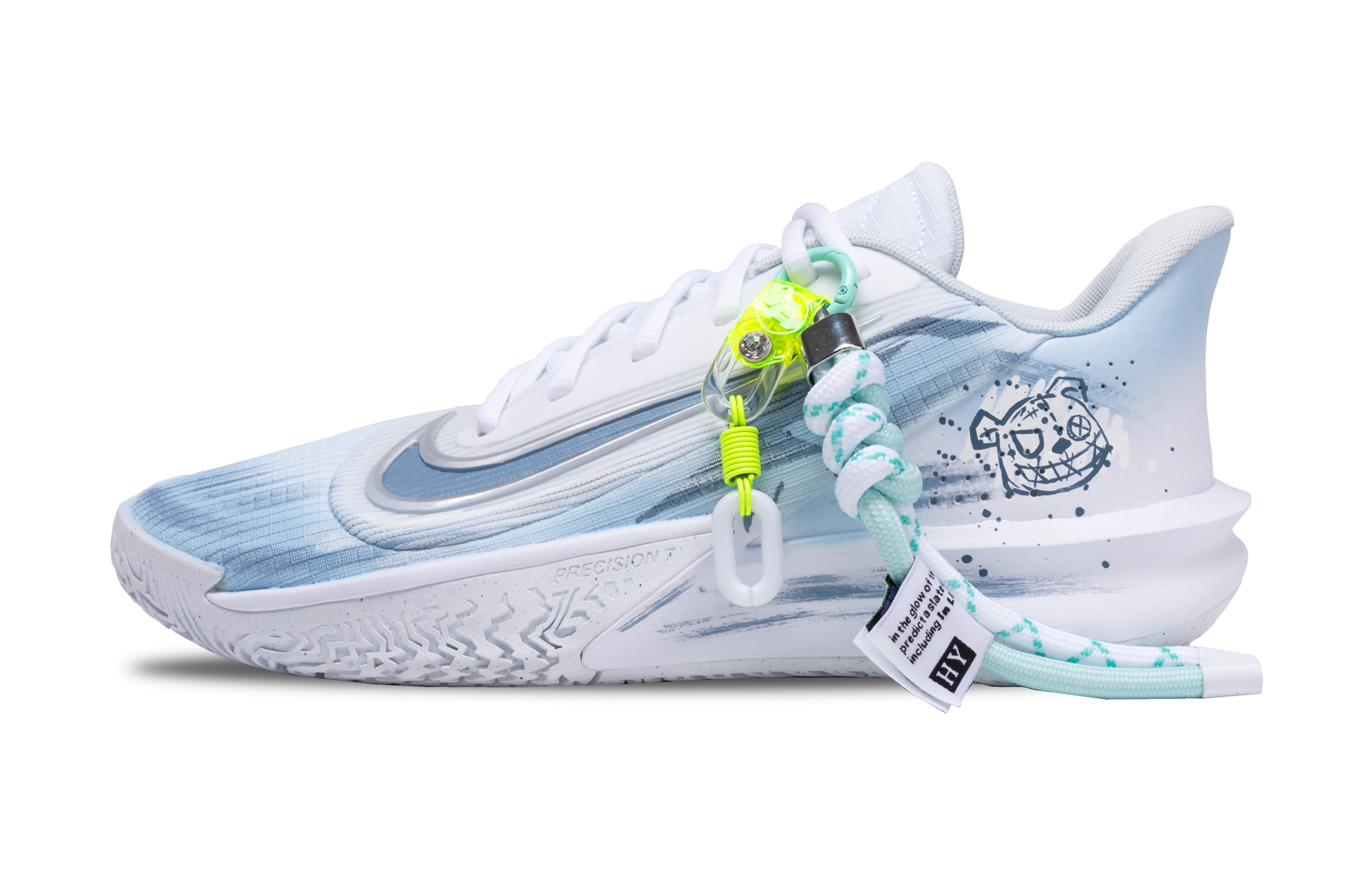 

Nike Баскетбольные кроссовки Precision 7 Graffiti Party с низким верхом, устойчивые к истиранию, с мягкой подошвой, мужские, сине-белые