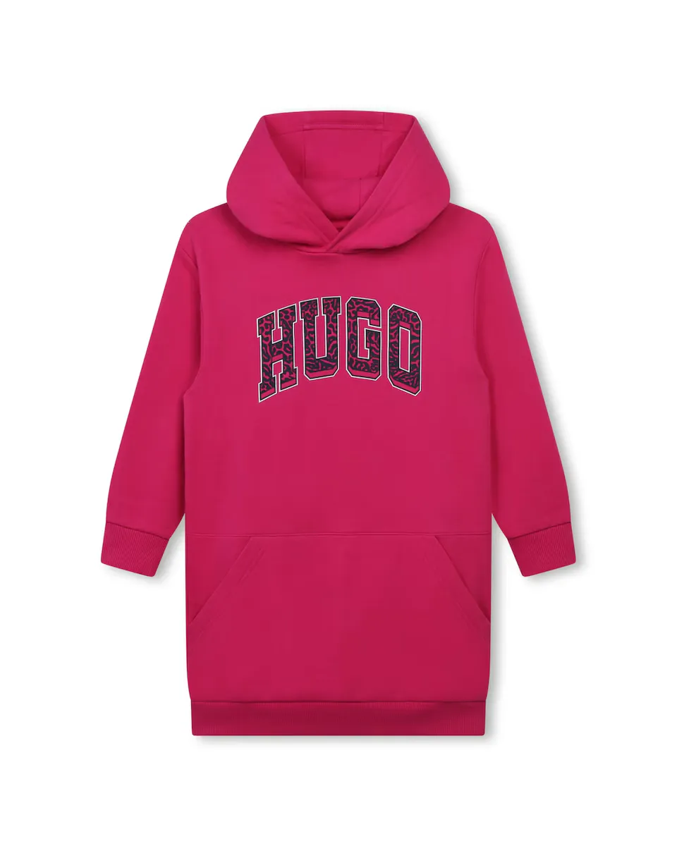 

Платье для девочки с капюшоном и карманом-кенгуру Hugo, цвет Fucsia