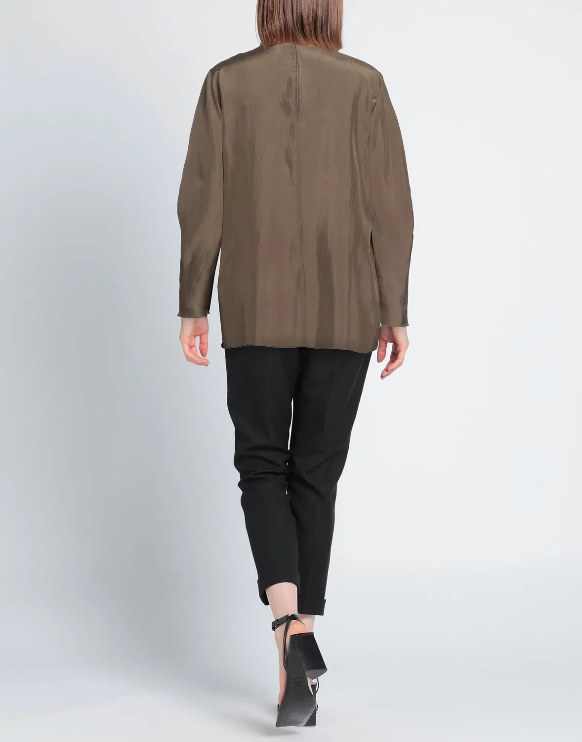 Блуза с бантом из шелка Military green DSQUARED2 — фото 3