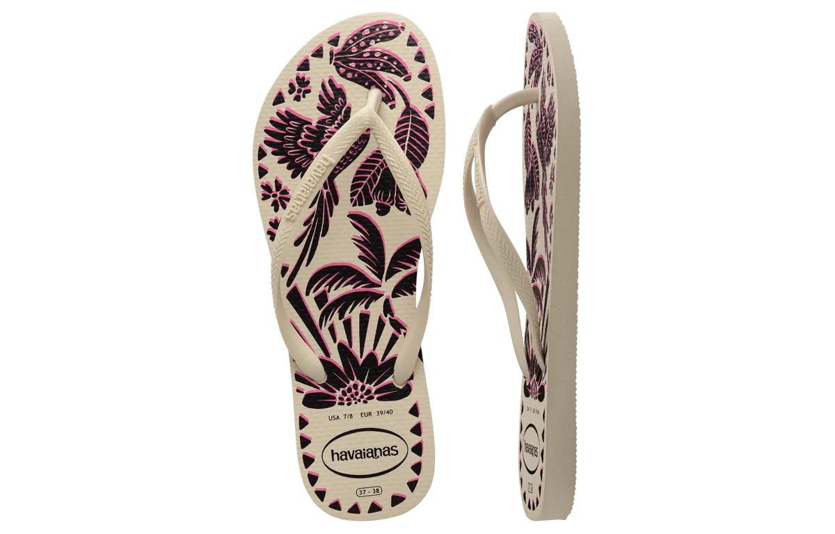 Женские устойчивые к истиранию шлепанцы бежево-черные Havaianas — фото 4