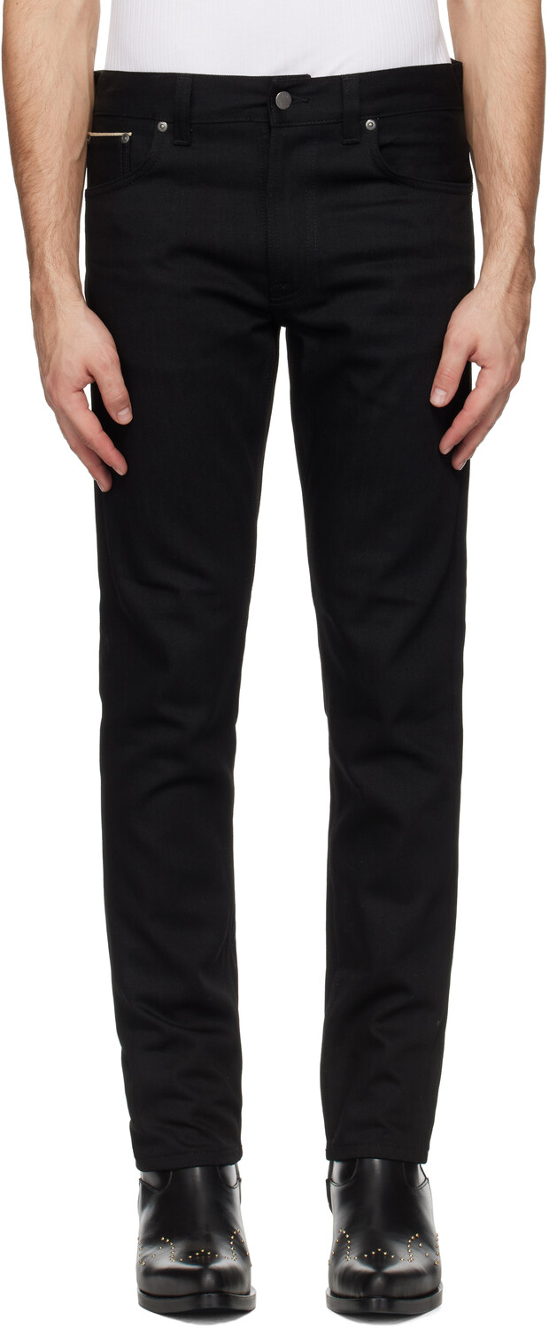 

Черные джинсы Lean Dean Nudie Jeans, Dry black selvage