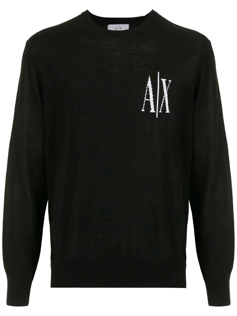 

Шерстяной джемпер с логотипом Armani Exchange, черный