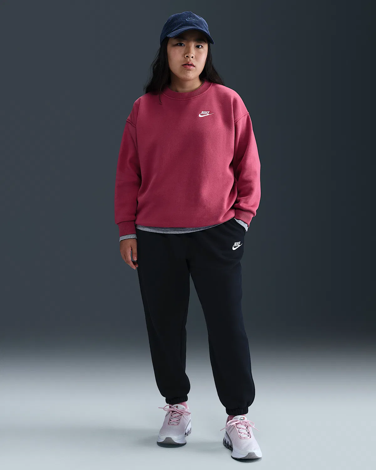 Детские свободные штаны (удлиненный размер) Nike Sportswear Club Fleece, Black/Black/White