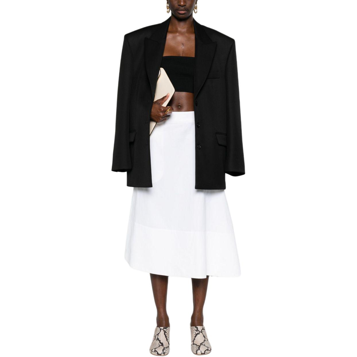 Асимметричная льняная юбка миди JIL SANDER, белый — фото 4