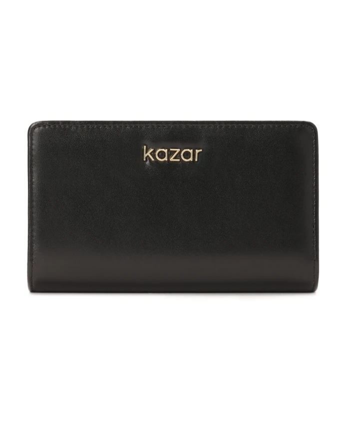 

Черный кожаный кошелек с красной внутренней отделкой. Kazar, черный