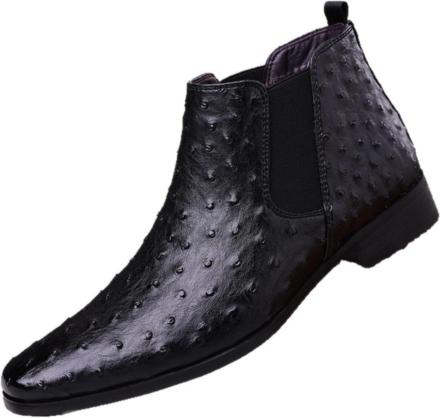 

Мужские ботинки челси из страусиной кожи с квадратным носком Jingsmnx, черный