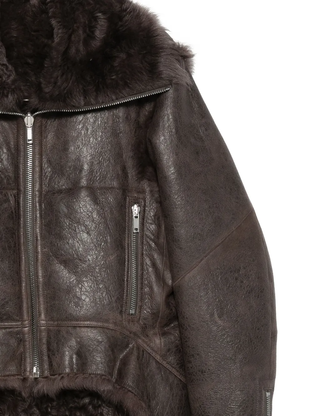 Куртка на молнии из овчины Rick Owens, серый — фото 3