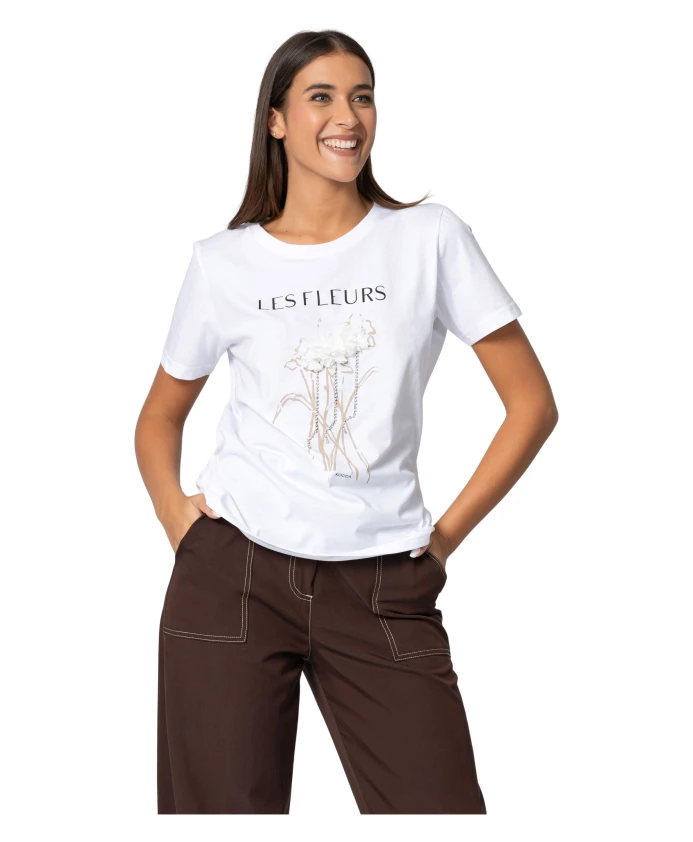 

Стильная футболка с короткими рукавами и узором Kocca, белый