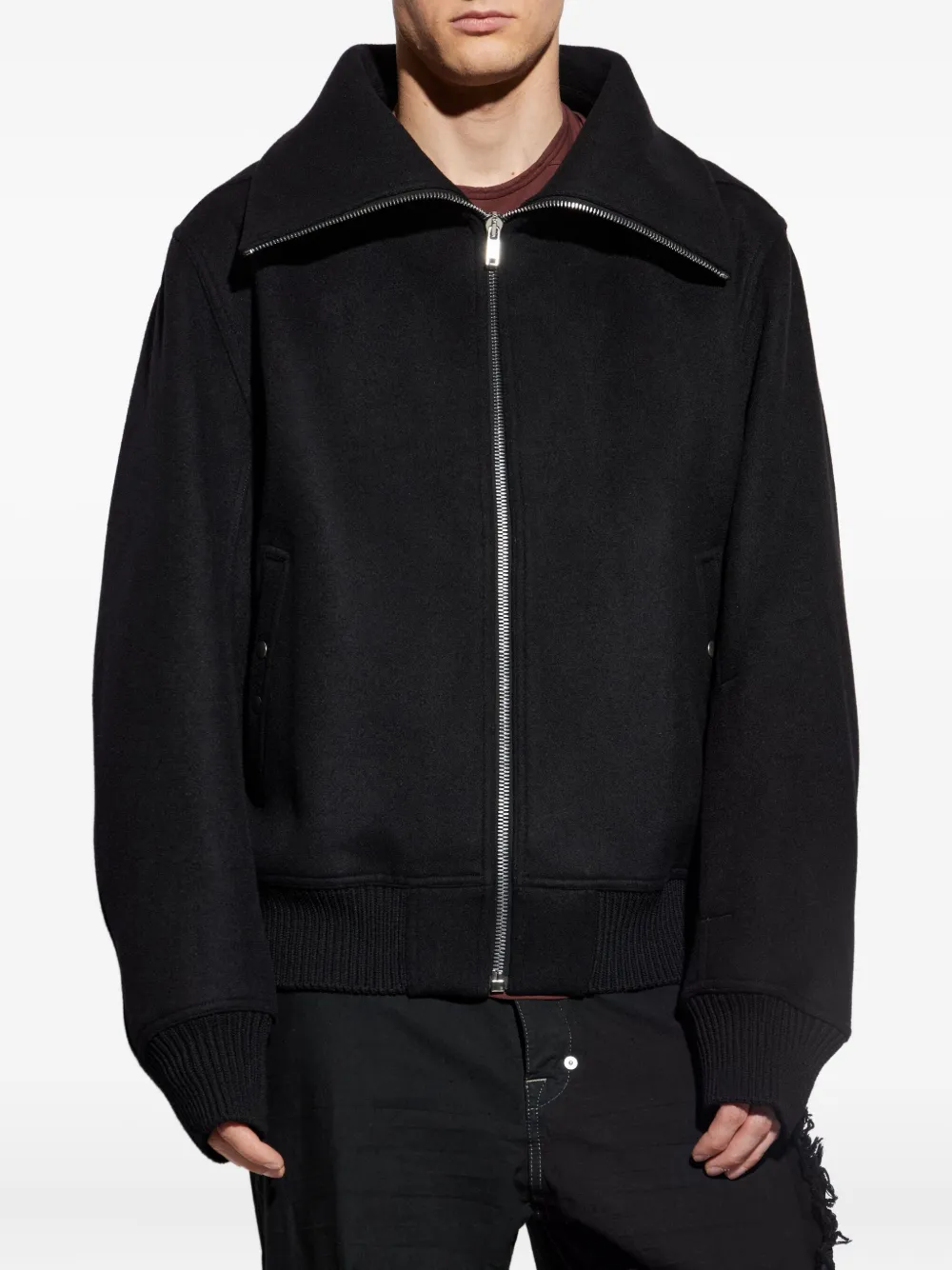 Шерстяная куртка с высоким воротником Rick Owens, черный — фото 3