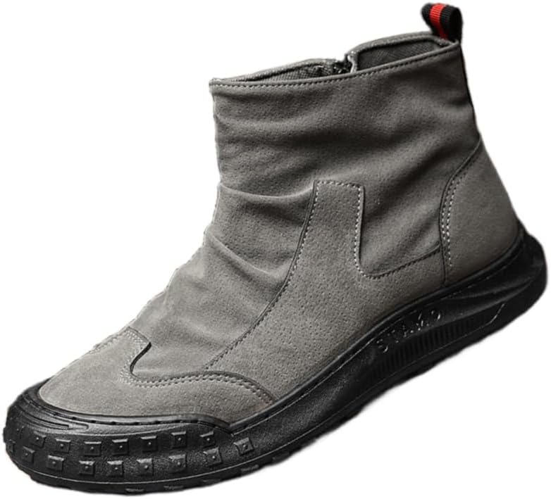 

Мужские ретро высокие ботинки - противоскользящие и стойкие к износу, с боковыми молниями, легко надевать и снимать. Подходят для активного отдыха на открытом воздухе, альпинизма и ежедневных поездок Fmshi, серый