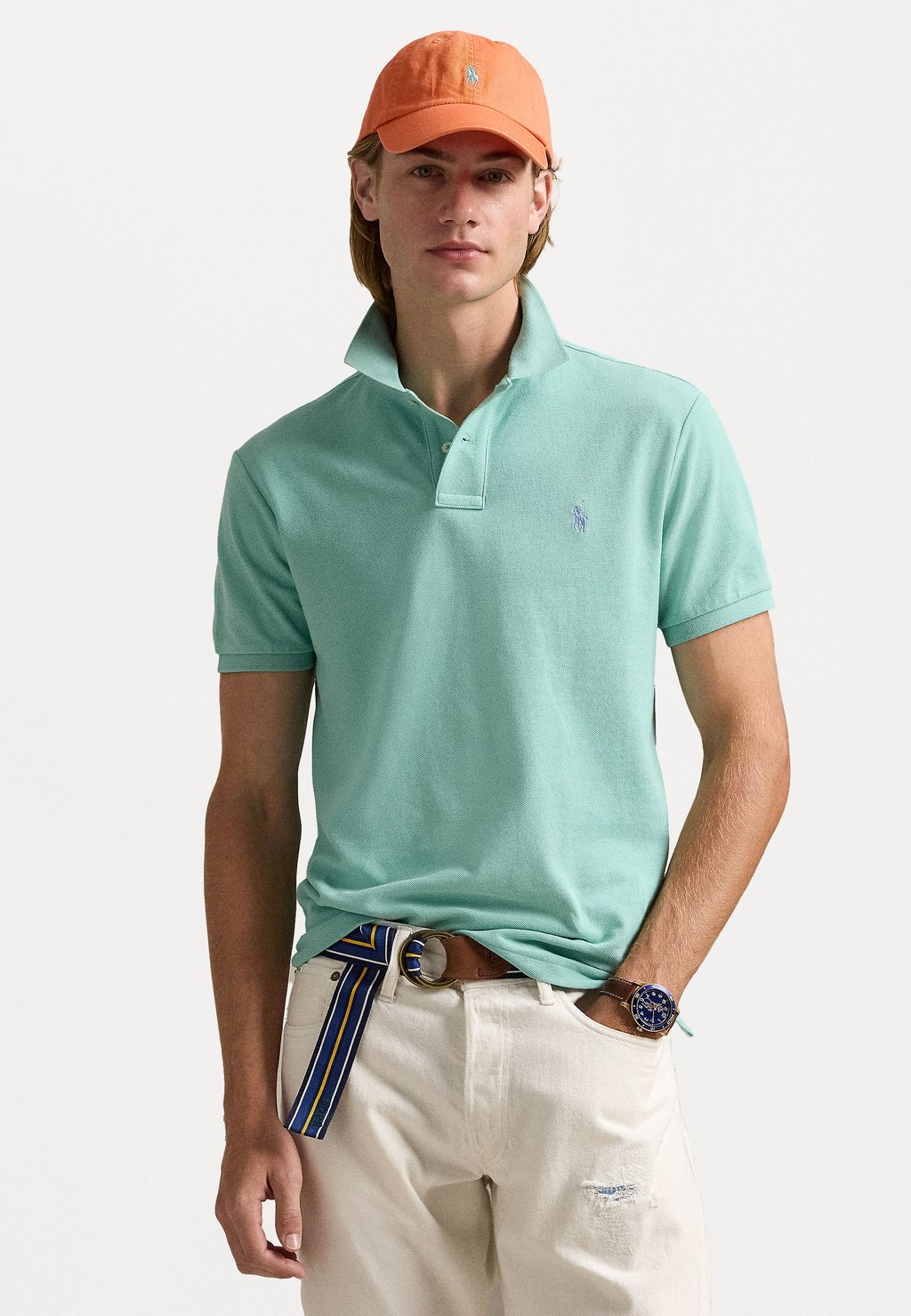 

Поло CUSTOM SLIM FIT MESH POLO SHIRT Polo Ralph Lauren, мята