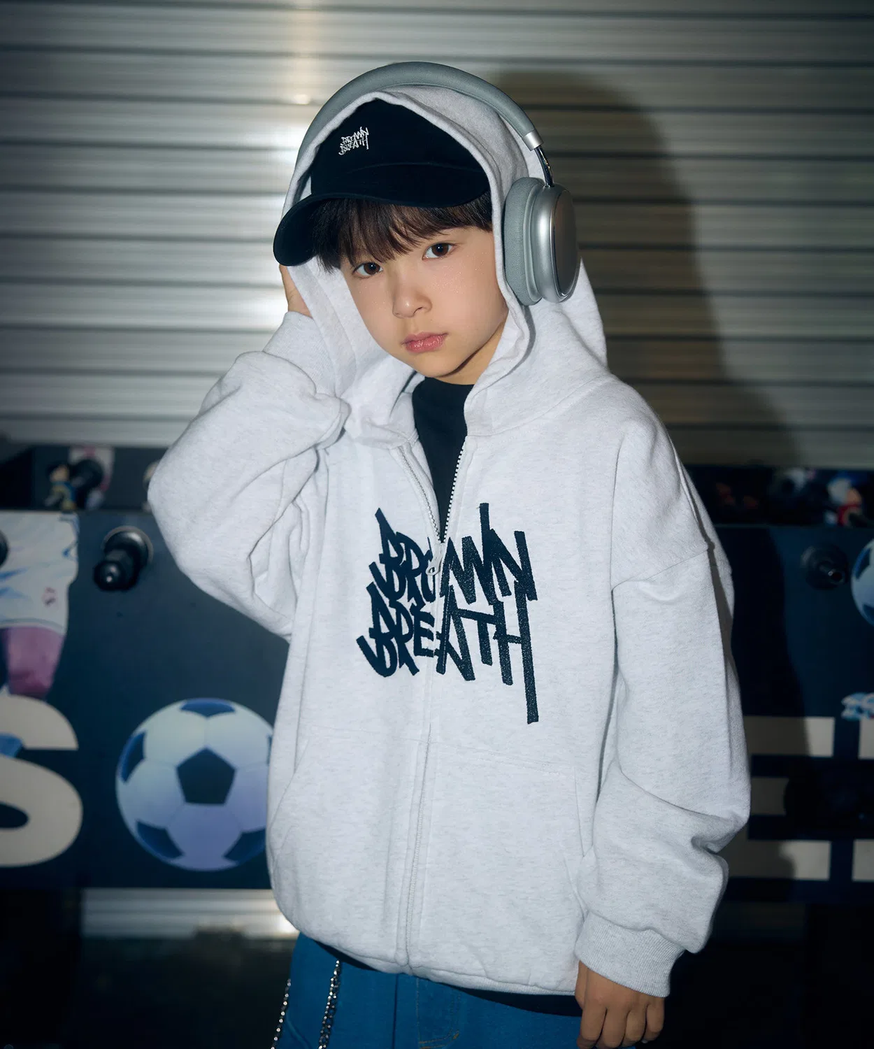 Детская толстовка на молнии Kids Tag Hood пепельного цвета от Brownbreath Kids
