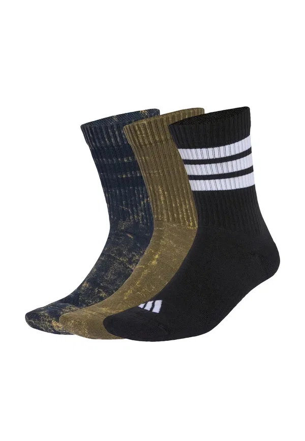 Носки спортивные Adidas Performance 3 stripes cushioned crew stone wash 3 pair pack, цвета черный, белый, оливковый
