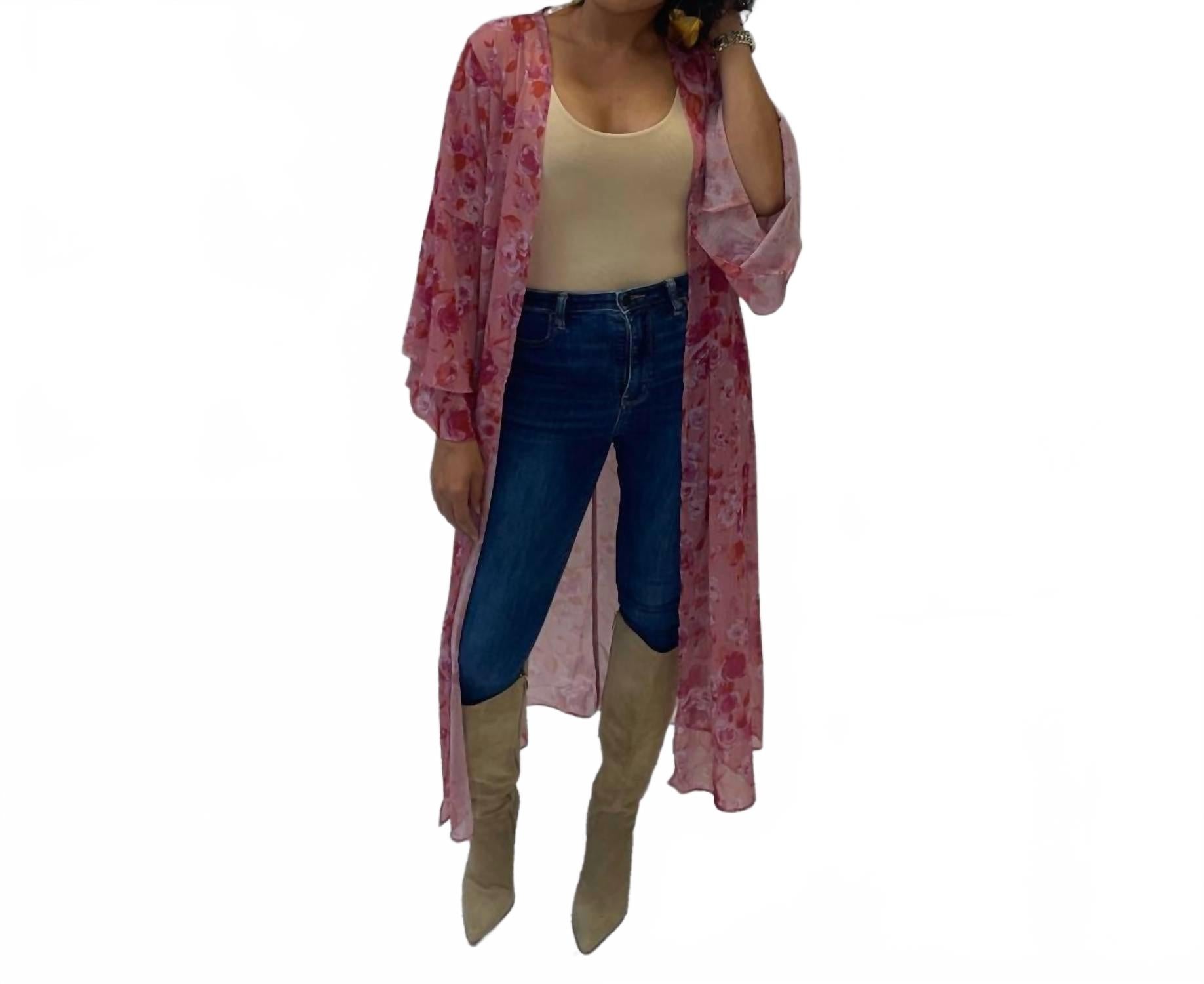 

Красный цветочный кимоно-длинный кардиган Best & Best