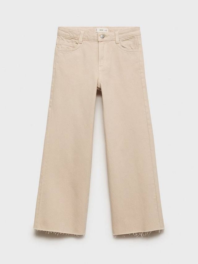 Детские джинсы с потертостями и широкими штанинами Mango, Light Pastel Brown — фото 3